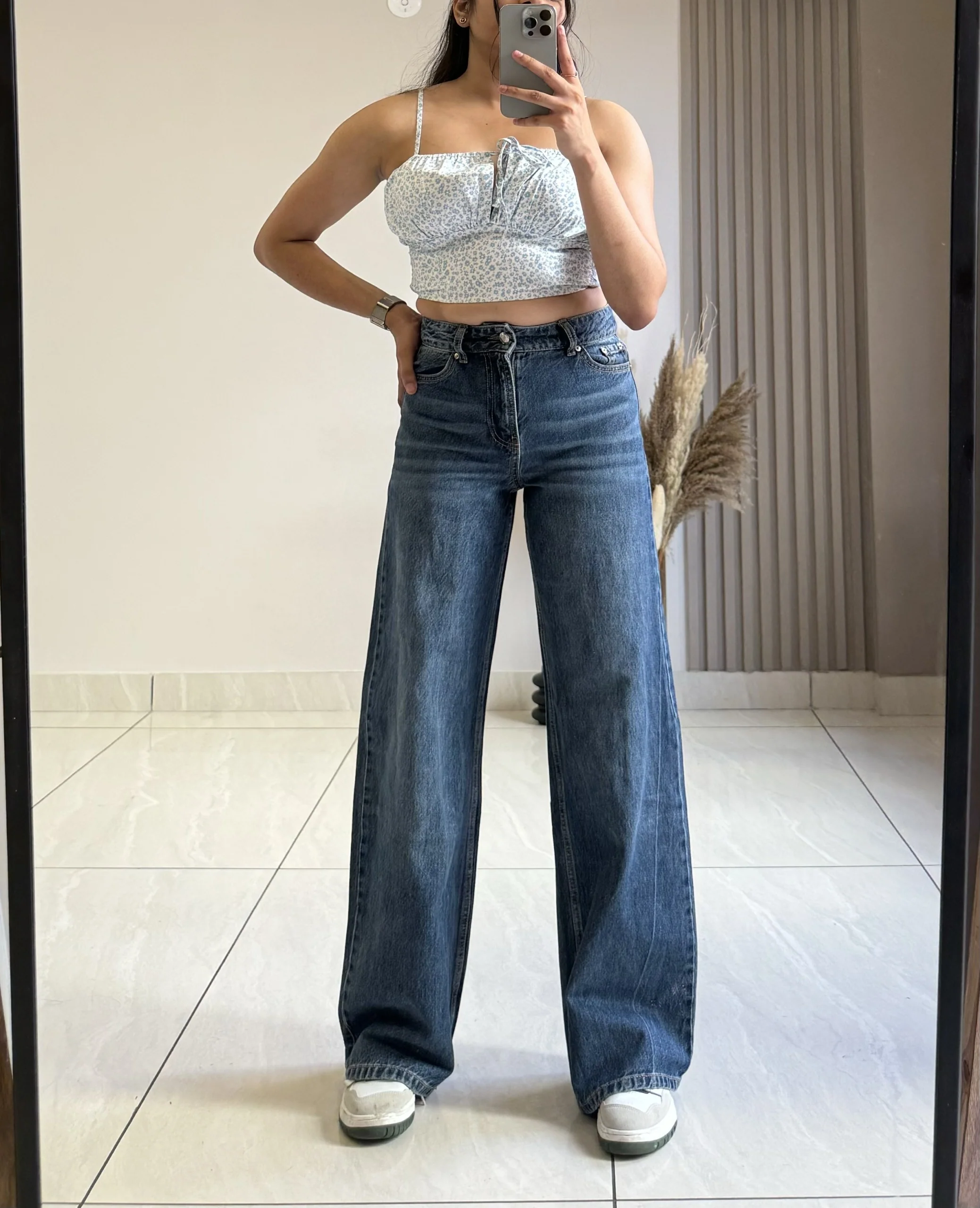 Dark Blue Wide Leg Denim - Image 3