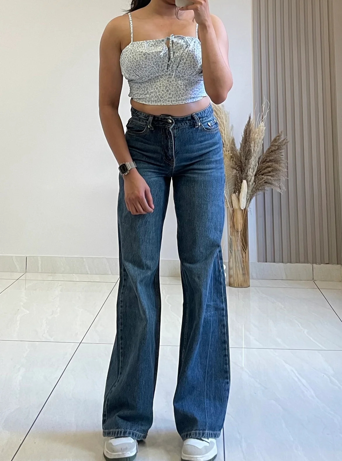 Dark Blue Wide Leg Denim - Image 4