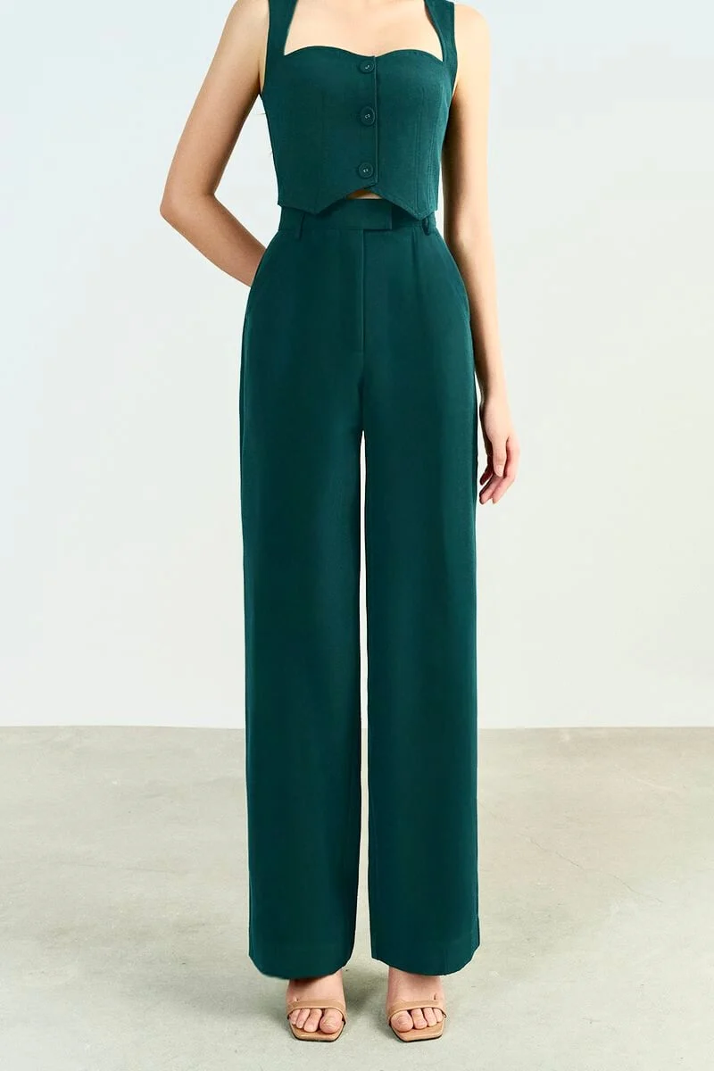 Emerald Green Side Hook Trousers - Image 3