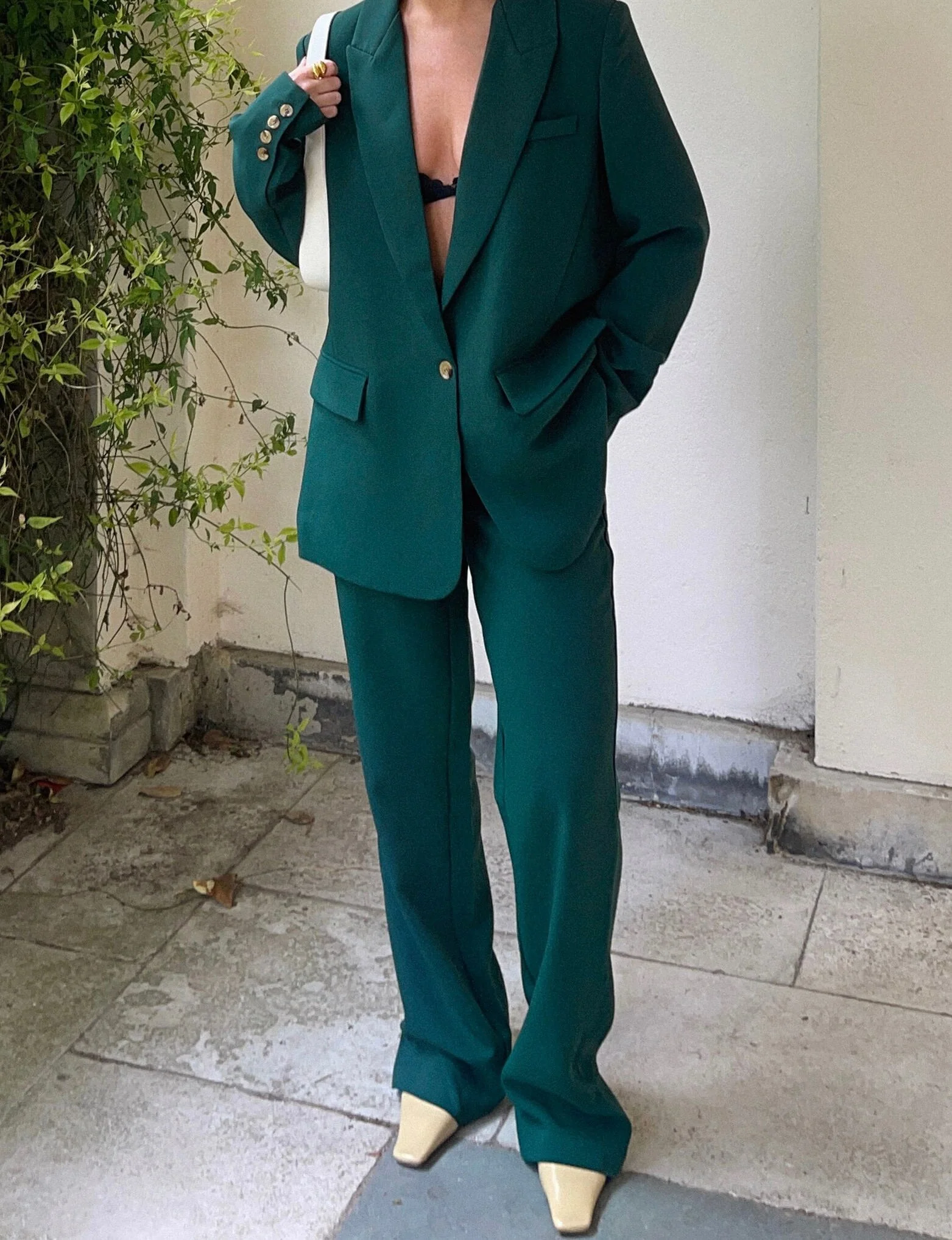 Emerald Green Side Hook Trousers - Image 4