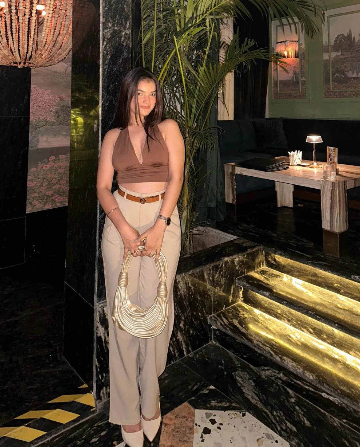 Highwaist Tailored Trouser Pants- Light beige - Image 3