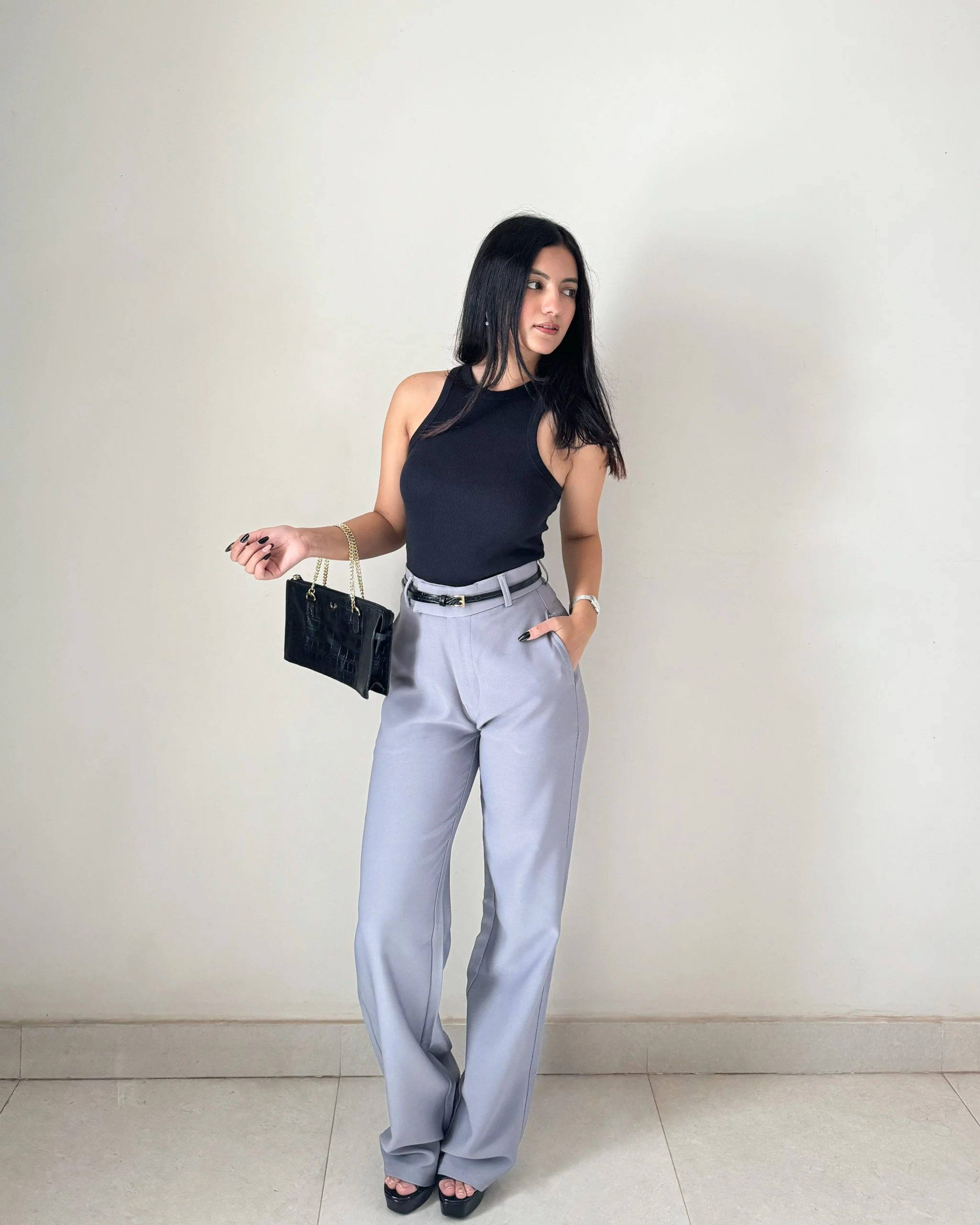 Light Grey Side Hook Trousers - Image 3