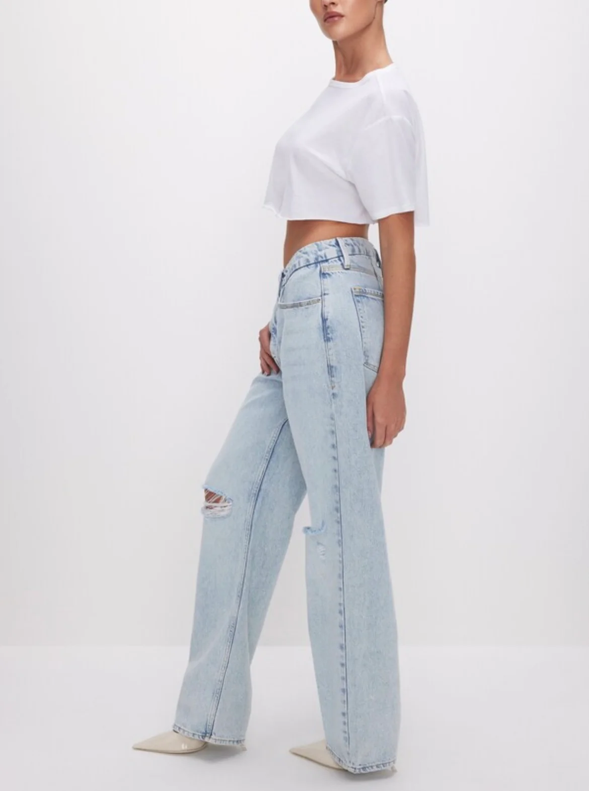 Sea blue Ripped Straight Denim - Image 3