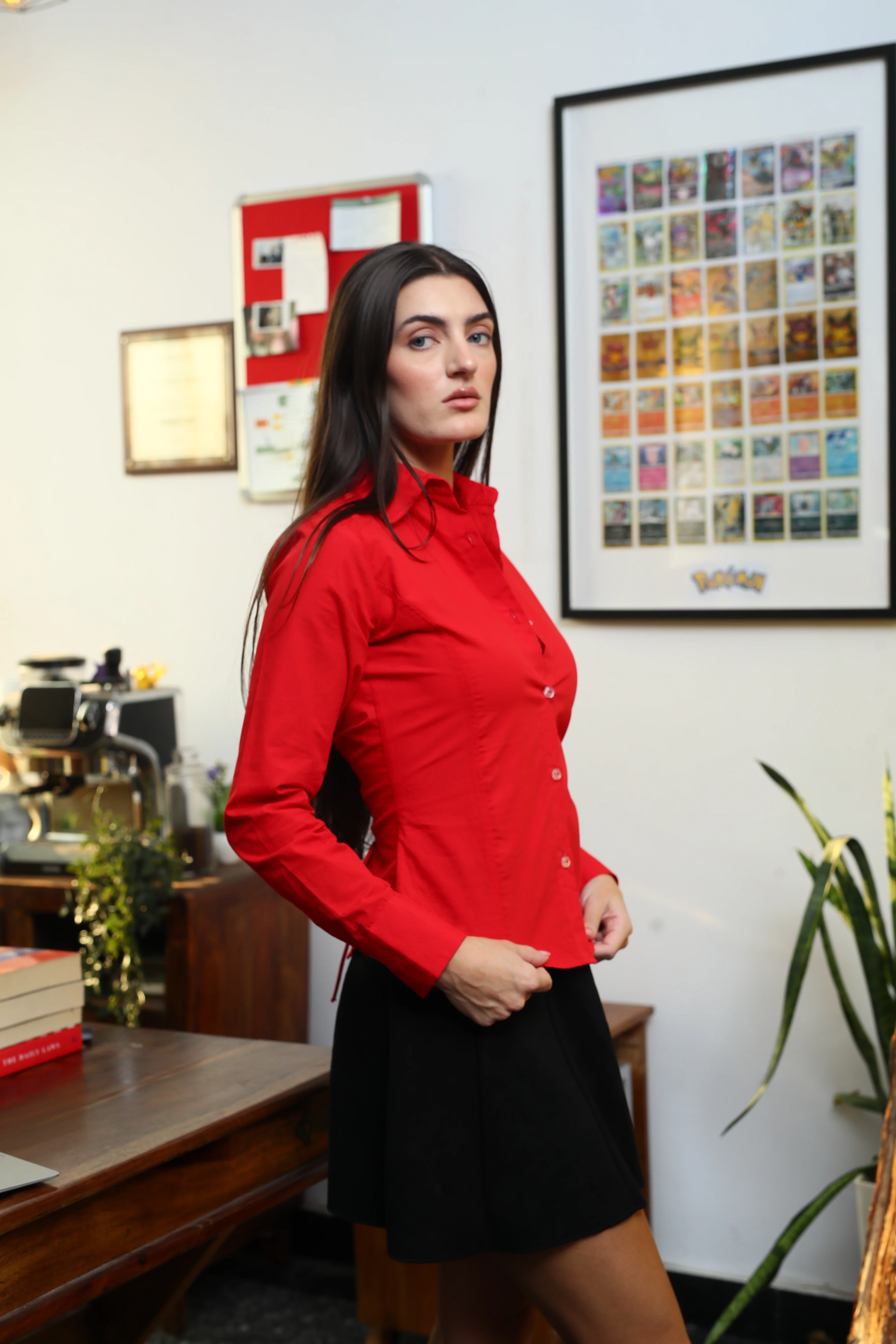 Stella Red fitted Shirt (with drawstrings) - Image 3
