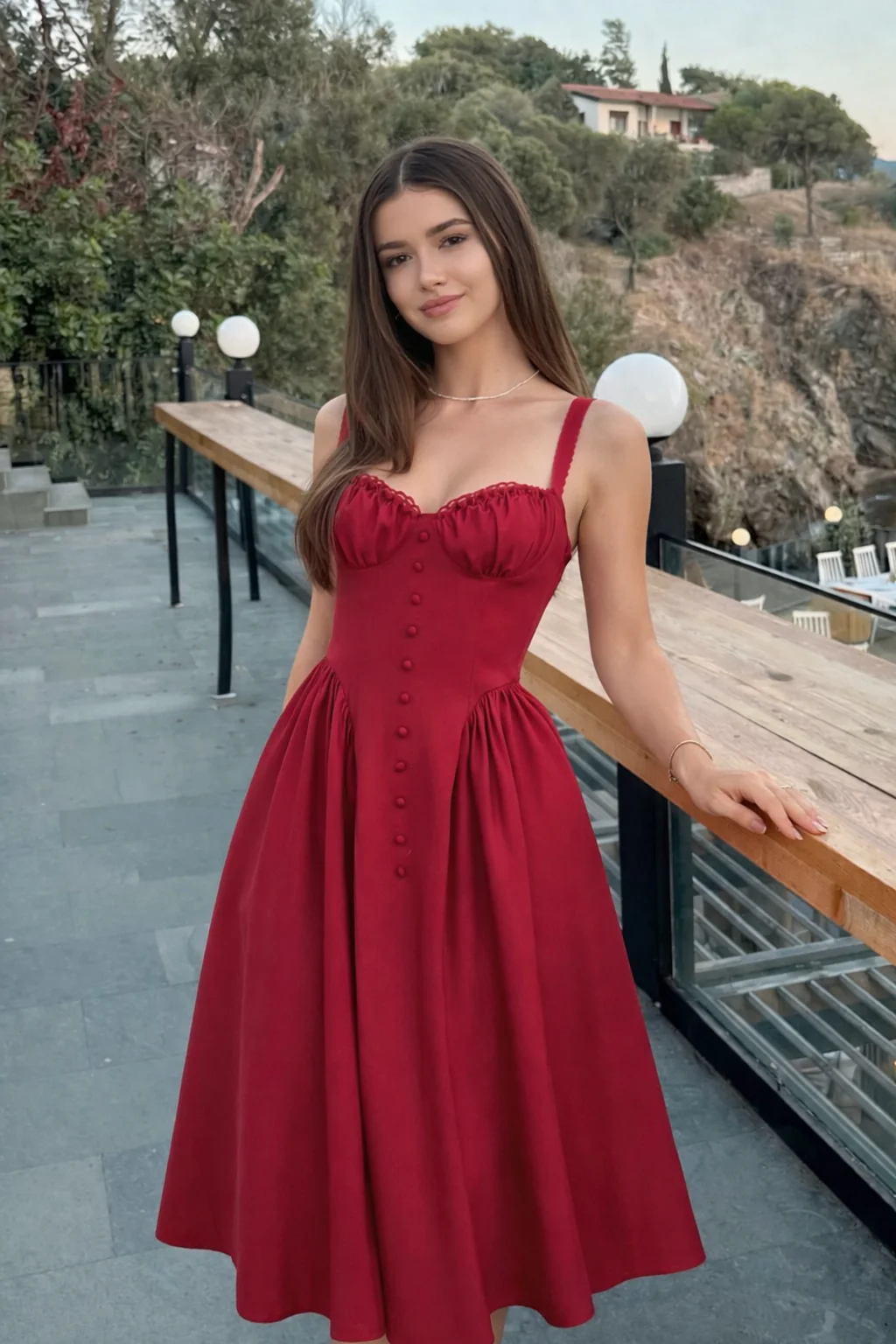 Valentina Red Midi Dress - Image 3