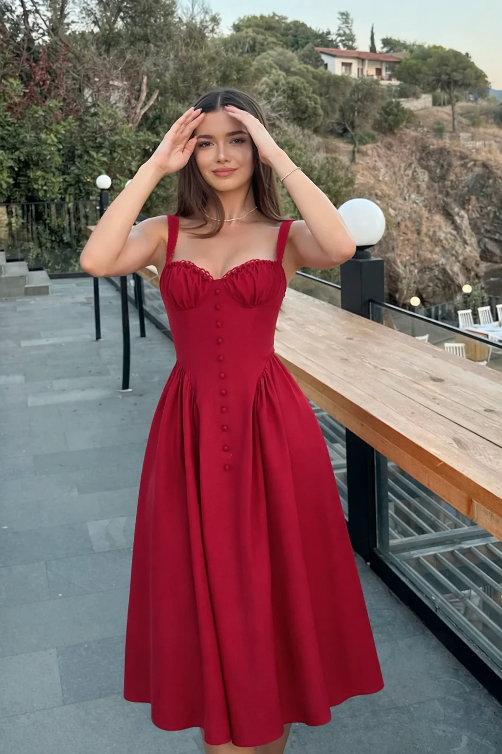Valentina Red Midi Dress - Image 4