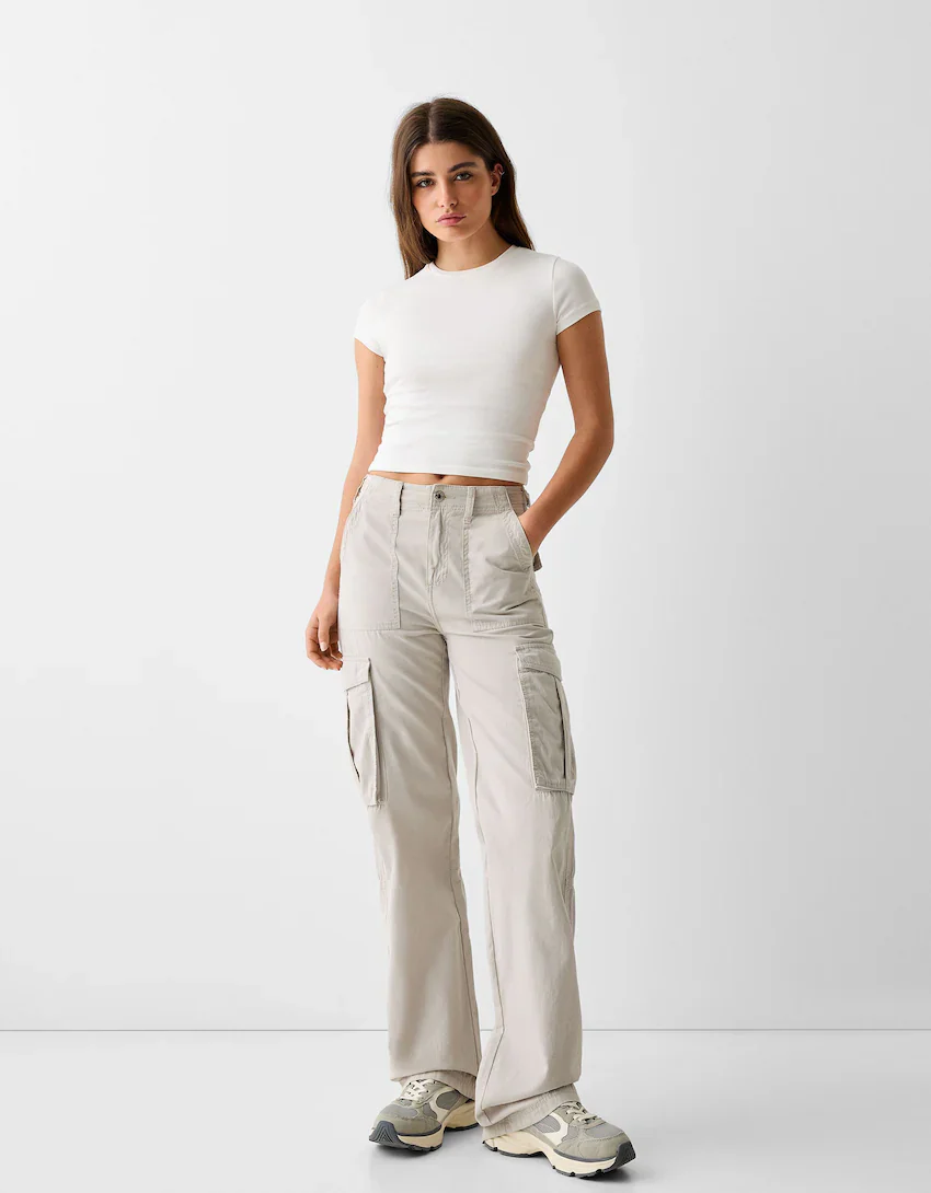 Off White Cargo Pants (Adjustable belt ) - Image 5